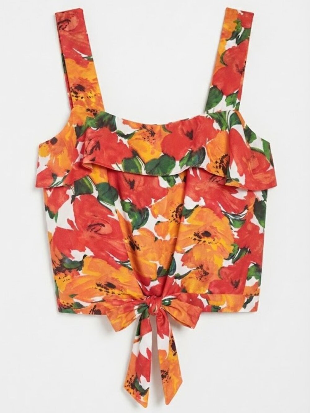 Zara Floral Tie-Front Crop Top
